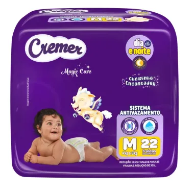 Fralda Infantil Cremer Magic Care Dia e Noite M com 22 Unidades
