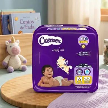 Fralda Infantil Cremer Magic Care Dia e Noite M com 22 Unidades