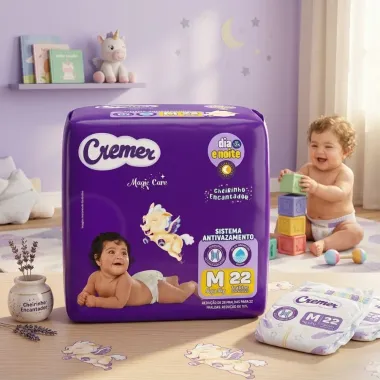 Fralda Infantil Cremer Magic Care Dia e Noite M com 22 Unidades