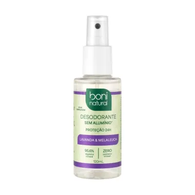 Desodorante Boni Natural Spray Sem Alum&iacute;nio com Lavanda & Melaleuca 120ml