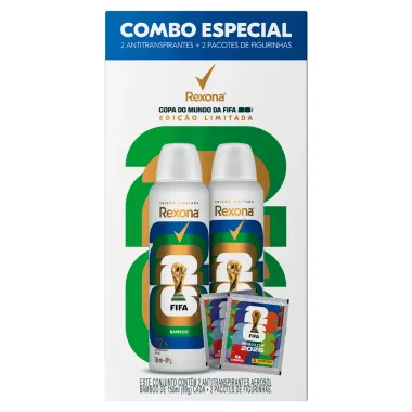 Desodorante Rexona Men Bamboo 2 Unidades de 150ml cada Copa do Mundo Fifa 2026 Edi&ccedil;&atilde;o Limitada e 2 Pacotes de Figurinhas