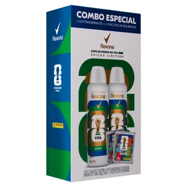 Desodorante Rexona Men Bamboo 2 Unidades de 150ml cada Copa do Mundo Fifa 2026 Edi&ccedil;&atilde;o Limitada e 2 Pacotes de Figurinhas