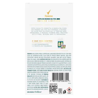 Desodorante Rexona Men Bamboo 2 Unidades de 150ml cada Copa do Mundo Fifa 2026 Edi&ccedil;&atilde;o Limitada e 2 Pacotes de Figurinhas