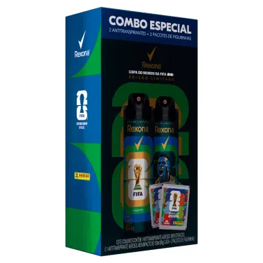 Desodorante Rexona Men Xtracool e Impacto 150ml cada Copa do Mundo Fifa 2026 Edi&ccedil;&atilde;o Limitada e 2 Pacotes de Figurinhas