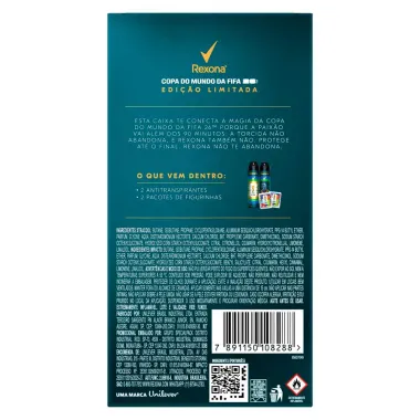 Desodorante Rexona Men Xtracool e Impacto 150ml cada Copa do Mundo Fifa 2026 Edi&ccedil;&atilde;o Limitada e 2 Pacotes de Figurinhas