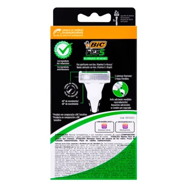 Aparelho de Barbear Bic Flex 5 Sensitive Recarreg&aacute;vel e 2 Cargas Refil