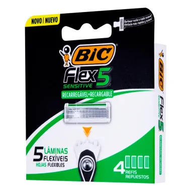 Carga para Aparelho de Barbear Bic Flex 5 Sensitive 4 Unidades