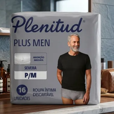 Roupa &Iacute;ntima Plenitud Plus Men Tamanho P/M Severa 16 Unidades Descart&aacute;veis