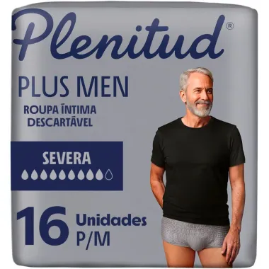 Roupa &Iacute;ntima Plenitud Plus Men Tamanho P/M Severa 16 Unidades Descart&aacute;veis