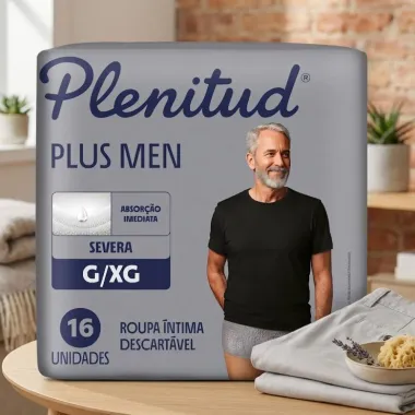 Roupa &Iacute;ntima Plenitud Plus Men Tamanho G/XG Severa 16 Unidades Descart&aacute;veis