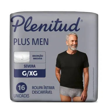 Roupa &Iacute;ntima Plenitud Plus Men Tamanho G/XG Severa 16 Unidades Descart&aacute;veis