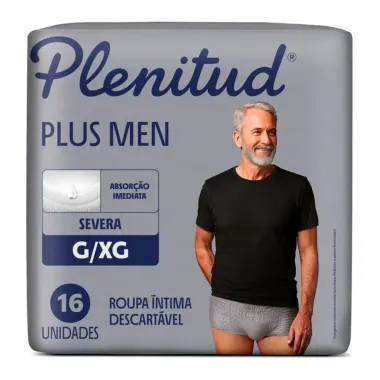 Roupa &Iacute;ntima Plenitud Plus Men Tamanho G/XG Severa 16 Unidades Descart&aacute;veis
