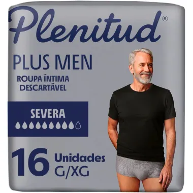 Roupa &Iacute;ntima Plenitud Plus Men Tamanho G/XG Severa 16 Unidades Descart&aacute;veis