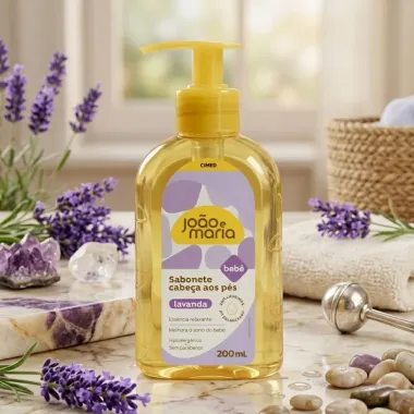 Sabonete Cabe&ccedil;a aos P&eacute;s L&iacute;quido Beb&ecirc; Jo&atilde;o e Maria Lavanda 200ml