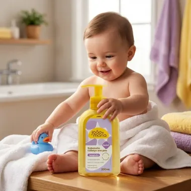 Sabonete Cabe&ccedil;a aos P&eacute;s L&iacute;quido Beb&ecirc; Jo&atilde;o e Maria Lavanda 200ml