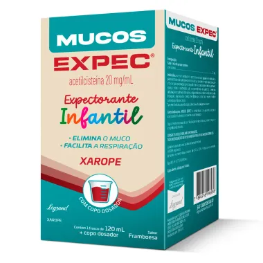 Mucos Expec 20mg/ml Expectorante Infantil Sabor Framboesa Xarope com 120ml