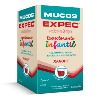Mucos Expec 20mg/ml Expectorante Infantil Sabor Framboesa Xarope com 120ml
