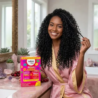 Kit Salon Line Defini&ccedil;&atilde;o Cachos Ostenta&ccedil;&atilde;o Shampoo 300ml e Creme Multifuncional 3 em 1 300ml