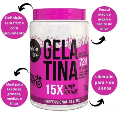 Gelatina Salon Line To de Cacho 15x Super Volume 1kg