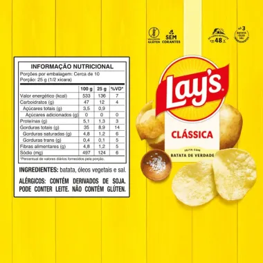 Batata Lay's Lisa Cl&aacute;ssica com 257g