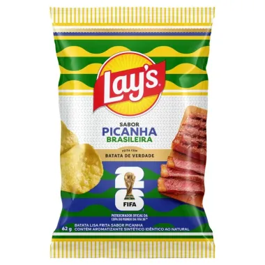 Batata Lays Copa Do Mundo 2026 Sabor Picanha Brasileira com 62g