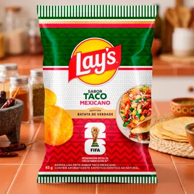 Batata Lays Sabor Taco Mexicano Copa do Mundo da FIFA 26 62g
