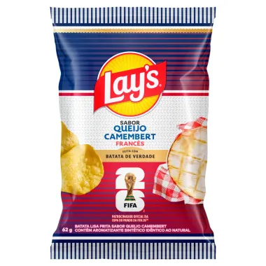 Batata Lays Sabor Queijo Camembert Franc&ecirc;s Copa do Mundo da FIFA 26 62g