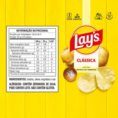 Batata Lay's Cl&aacute;ssica 62g