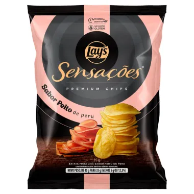 Batata Lays Sensa&ccedil;&otilde;es Premium Chips Sabor Peito de Peru 35g