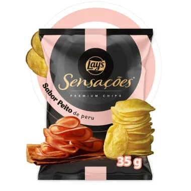 Batata Lays Sensa&ccedil;&otilde;es Premium Chips Sabor Peito de Peru 35g