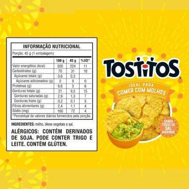 Salgadinho Tostitos Sabor Toque de Sal Marinho 45g