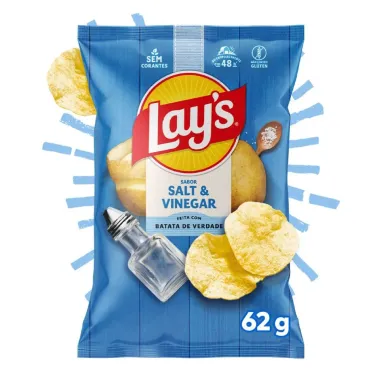 Batata Lays Sabor Salt e Vinegar 62g