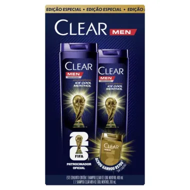 Kit Clear Men Ice Cool Menthol Fifa Shampoo 400ml e Shampoo 200ml