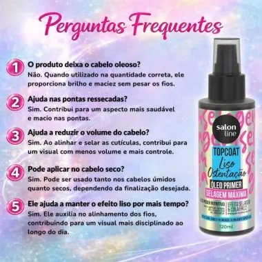&Oacute;leo Primer Capilar Salon Line Top Coat Liso Ostenta&ccedil;&atilde;o 120ml