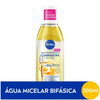 &Aacute;gua Micelar Bif&aacute;sica Nivea Iluminadora Face e Olhos Pele Sem Vi&ccedil;o e Delicada Sem Perfume 200ml