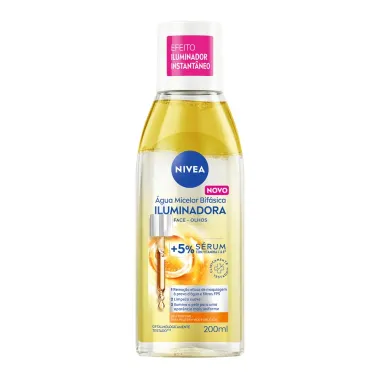 &Aacute;gua Micelar Bif&aacute;sica Nivea Iluminadora Face e Olhos Pele Sem Vi&ccedil;o e Delicada Sem Perfume 200ml