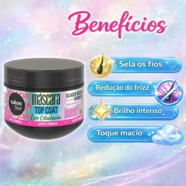 M&aacute;scara Salon Line Top Coat Liso Ostenta&ccedil;&atilde;o 300g