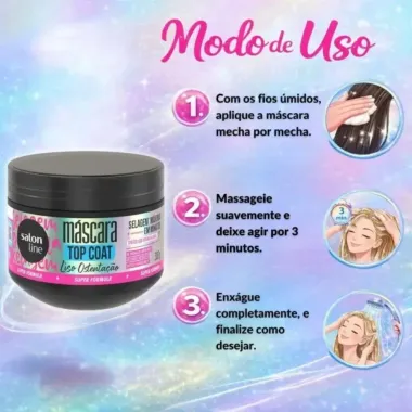 M&aacute;scara Salon Line Top Coat Liso Ostenta&ccedil;&atilde;o 300g