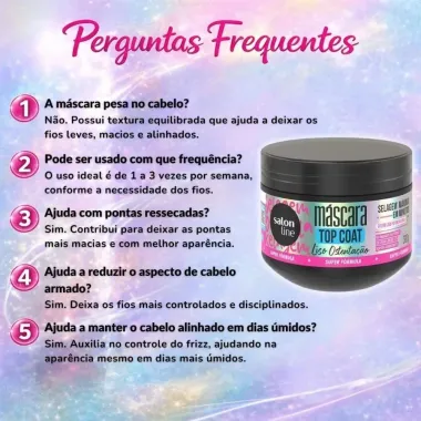 M&aacute;scara Salon Line Top Coat Liso Ostenta&ccedil;&atilde;o 300g
