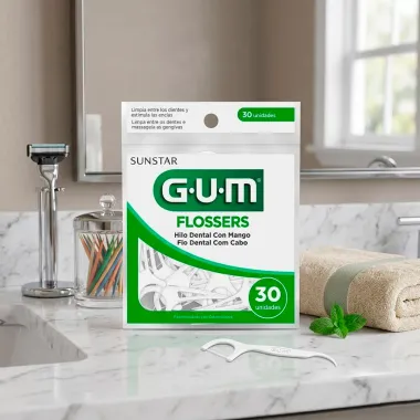 Fio Dental GUM Flossers com Cabo 30 Unidades