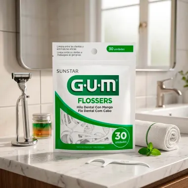 Fio Dental GUM Flossers com Cabo 30 Unidades