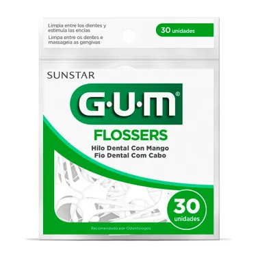 Fio Dental GUM Flossers com Cabo 30 Unidades