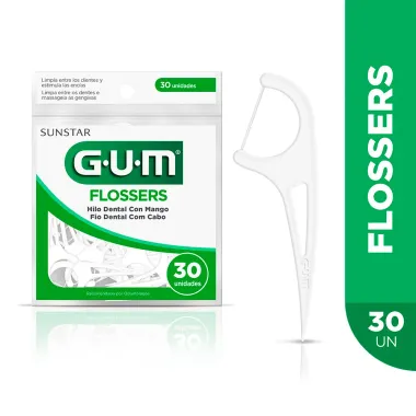 Fio Dental GUM Flossers com Cabo 30 Unidades