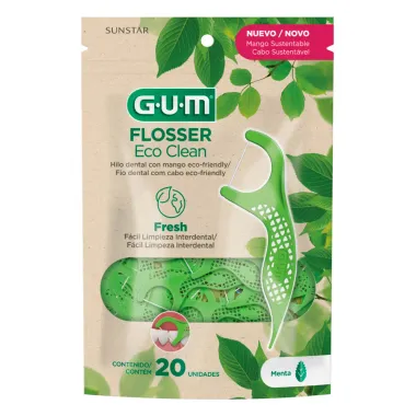 Fio Dental GUM Flosser Eco Clean com Cabo Sabor Menta 20 Unidades