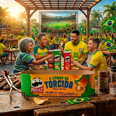 Kit Batata Pringles Combo da Torcida Pringols Sabores Churrasco Creme e Cebola Original 322g