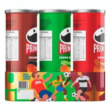 Kit Batata Pringles Combo da Torcida Pringols Sabores Churrasco Creme e Cebola Original 322g