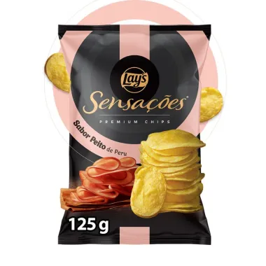 Batata Lays Sensa&ccedil;&otilde;es Premium Chips Sabor Peito de Peru 125g