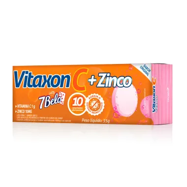 Vitaxon C + Zinco Sabor Original 7Belo com 10 Comprimidos Efervescentes