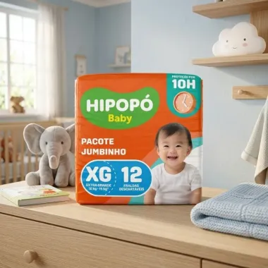 Fralda Hipop&oacute; Baby Tamanho XG Pacote Jumbinho 12 Unidades Descart&aacute;veis