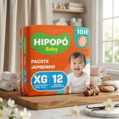 Fralda Hipop&oacute; Baby Tamanho XG Pacote Jumbinho 12 Unidades Descart&aacute;veis